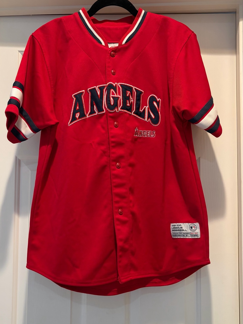 Genuine Merchandise Red Angels Button-Front Baseball Jersey